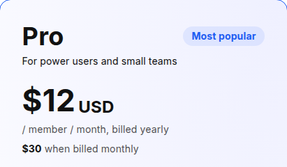 Official Typeless Pro plan: $12 per month billed yearly, or $30 billed monthly